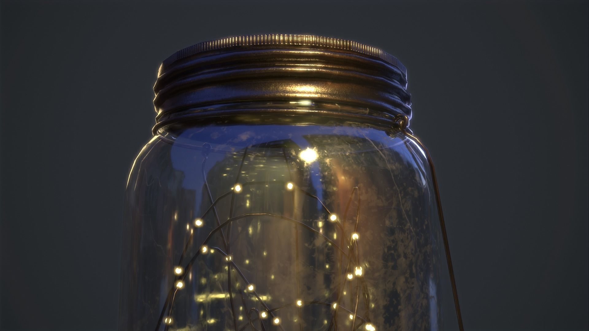 Mason Jar LED Lantern Low-poly 3D model_3
