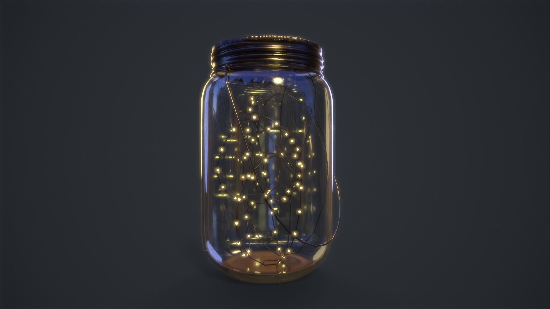 Mason Jar LED Lantern Low-poly 3D model_6