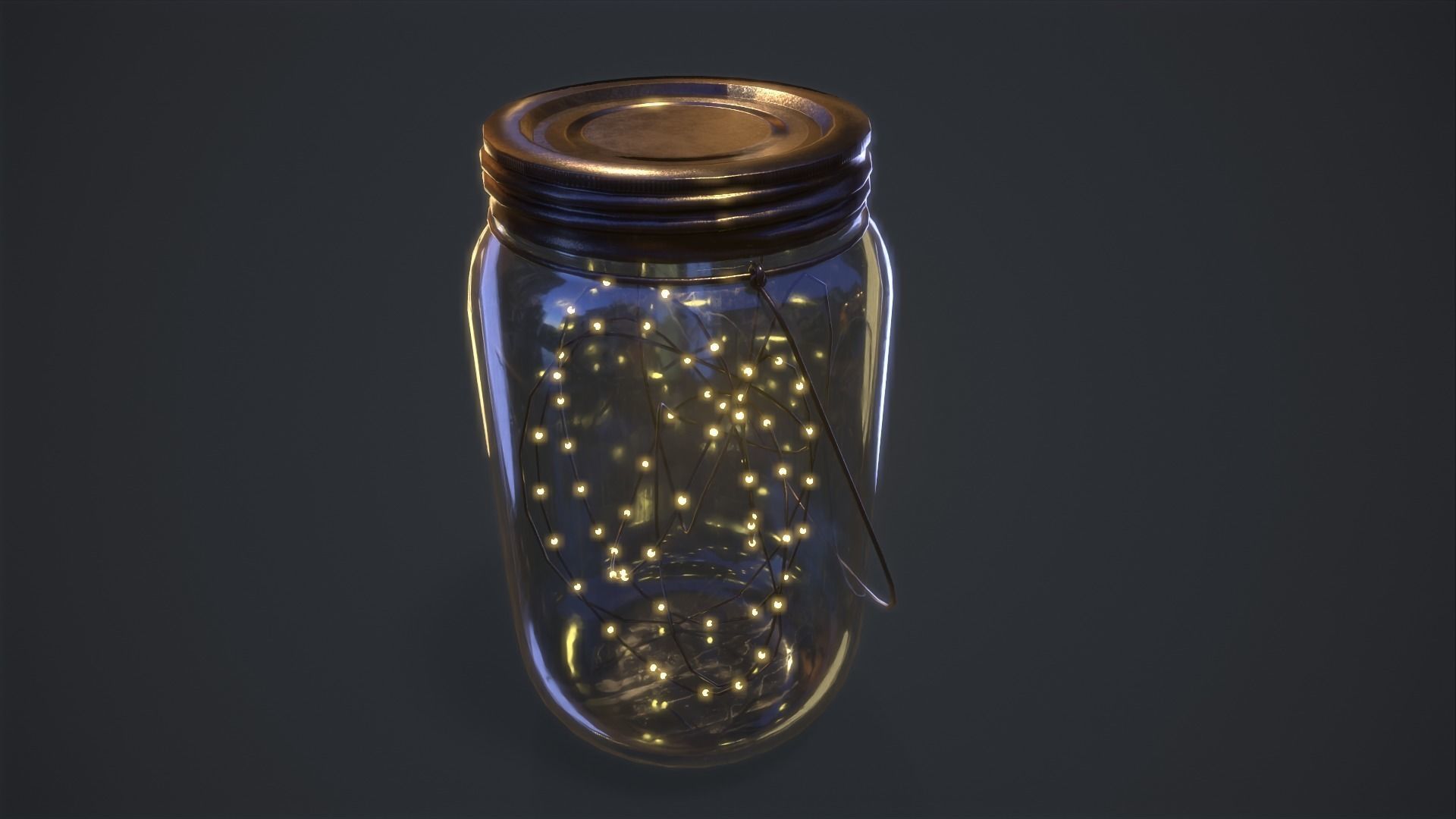 Mason Jar LED Lantern Low-poly 3D model_2