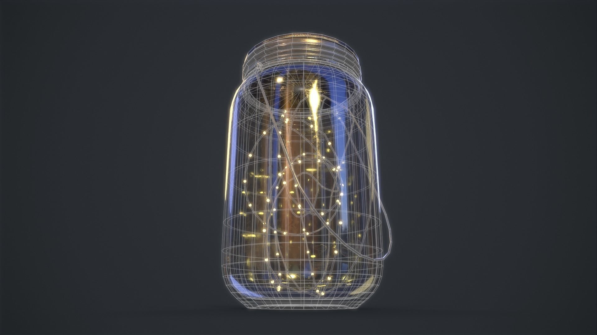 Mason Jar LED Lantern Low-poly 3D model_8