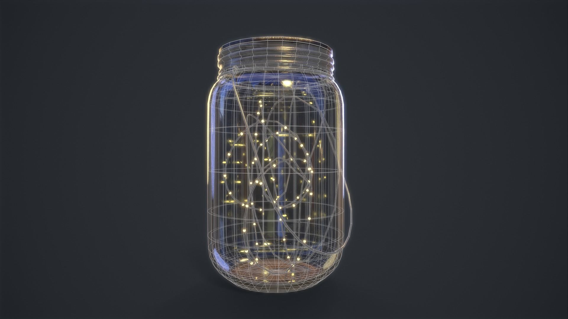 Mason Jar LED Lantern Low-poly 3D model_13