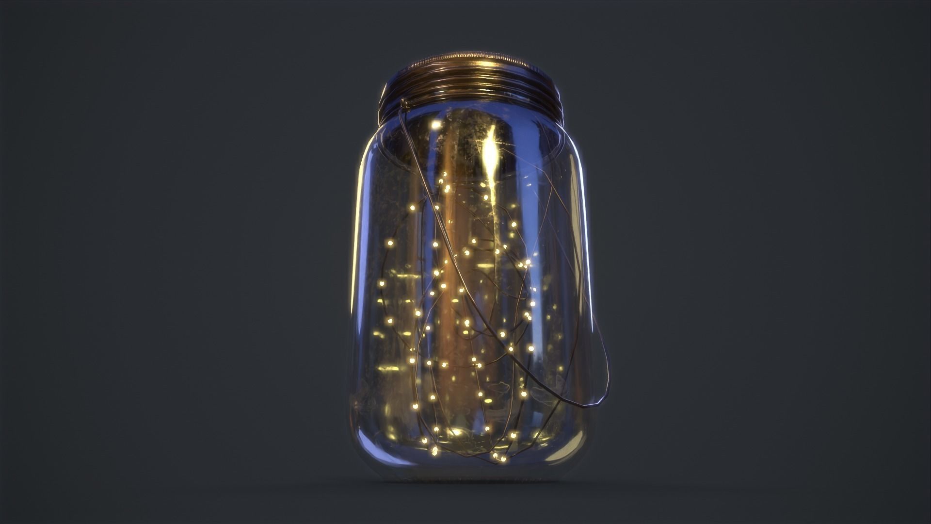 Mason Jar LED Lantern Low-poly 3D model_1