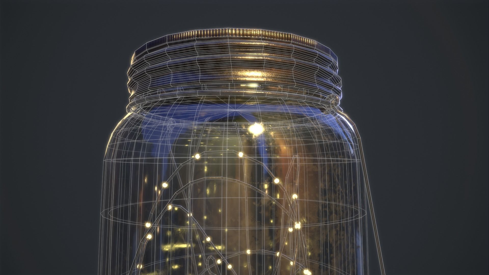 Mason Jar LED Lantern Low-poly 3D model_10