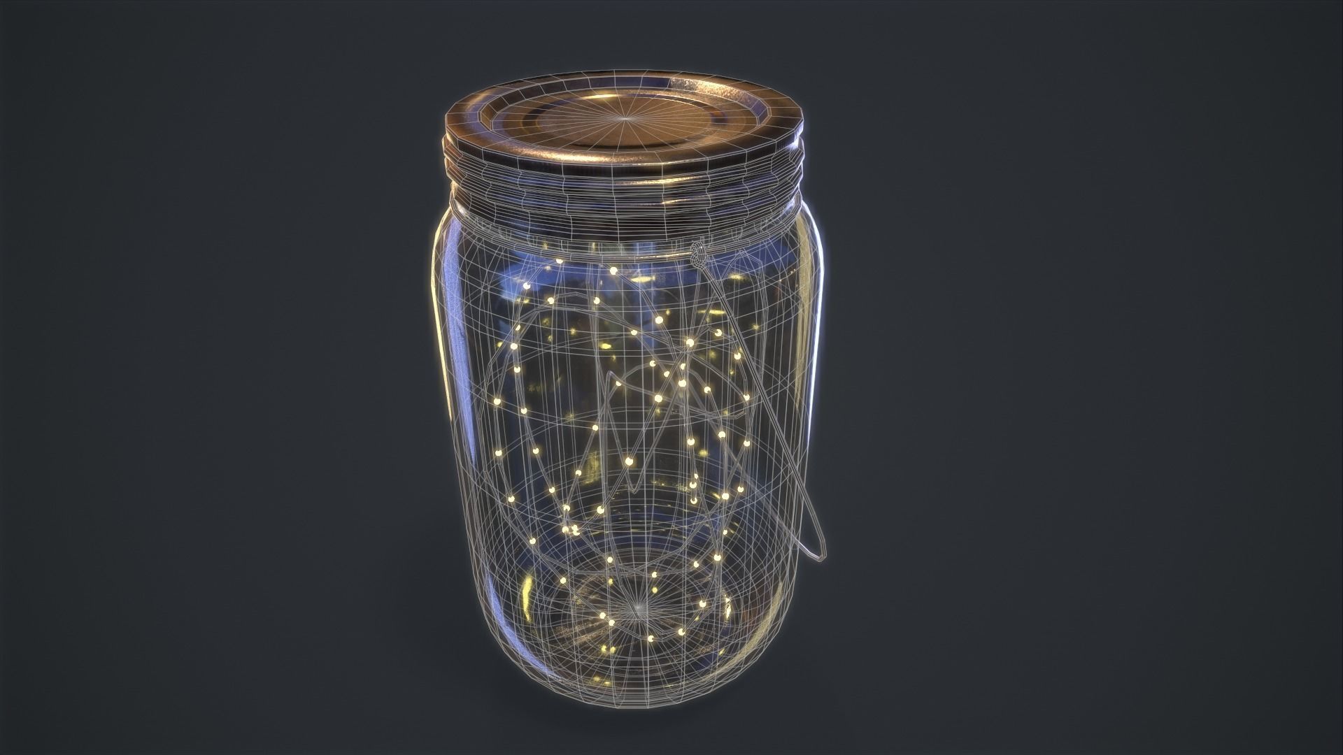 Mason Jar LED Lantern Low-poly 3D model_9