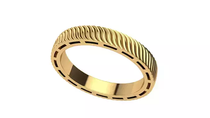 S ring gold with wave pattern