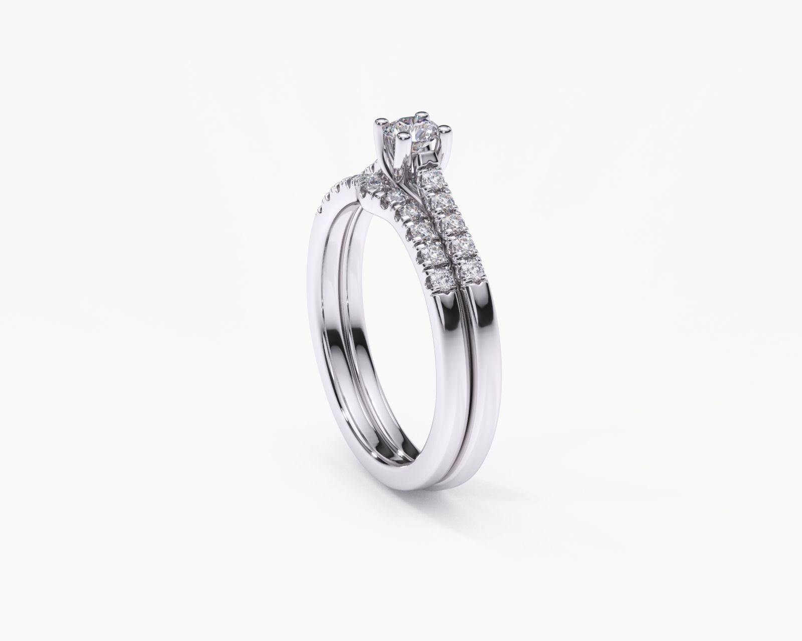 ZDR0127 diamond engagement ring set gold 3D print model_2