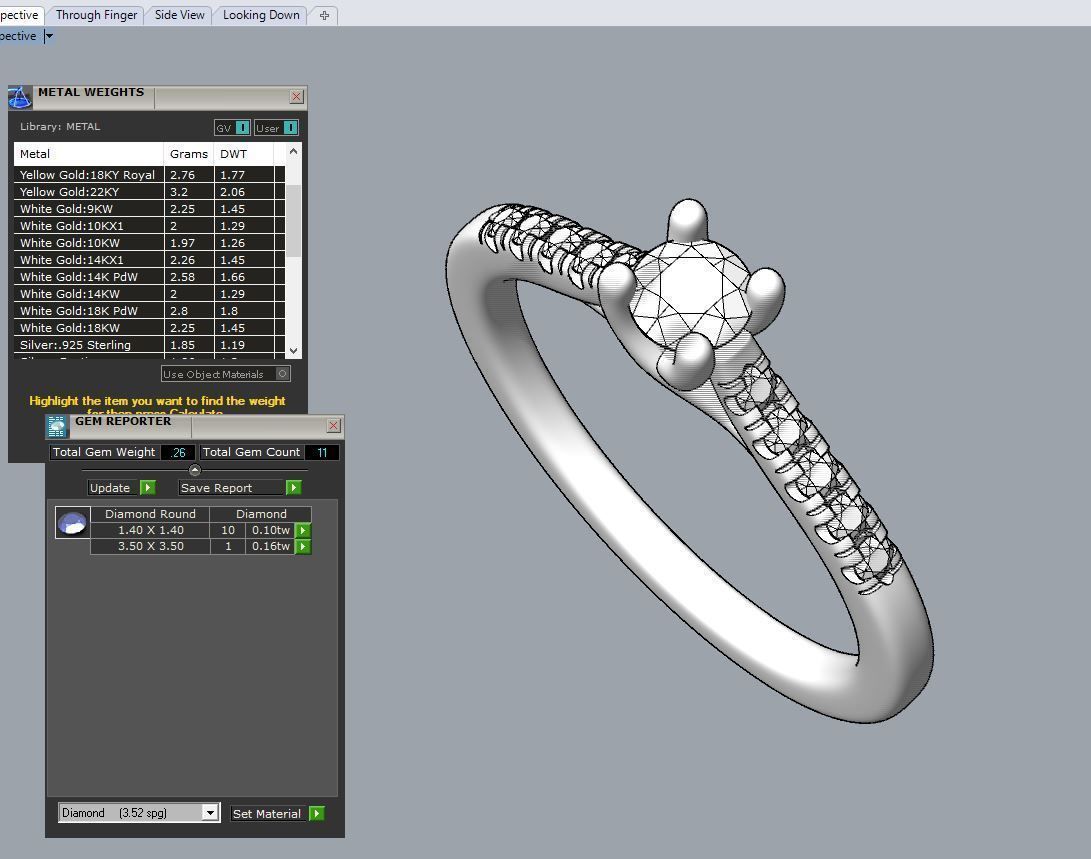 ZDR0127 diamond engagement ring set gold 3D print model_5