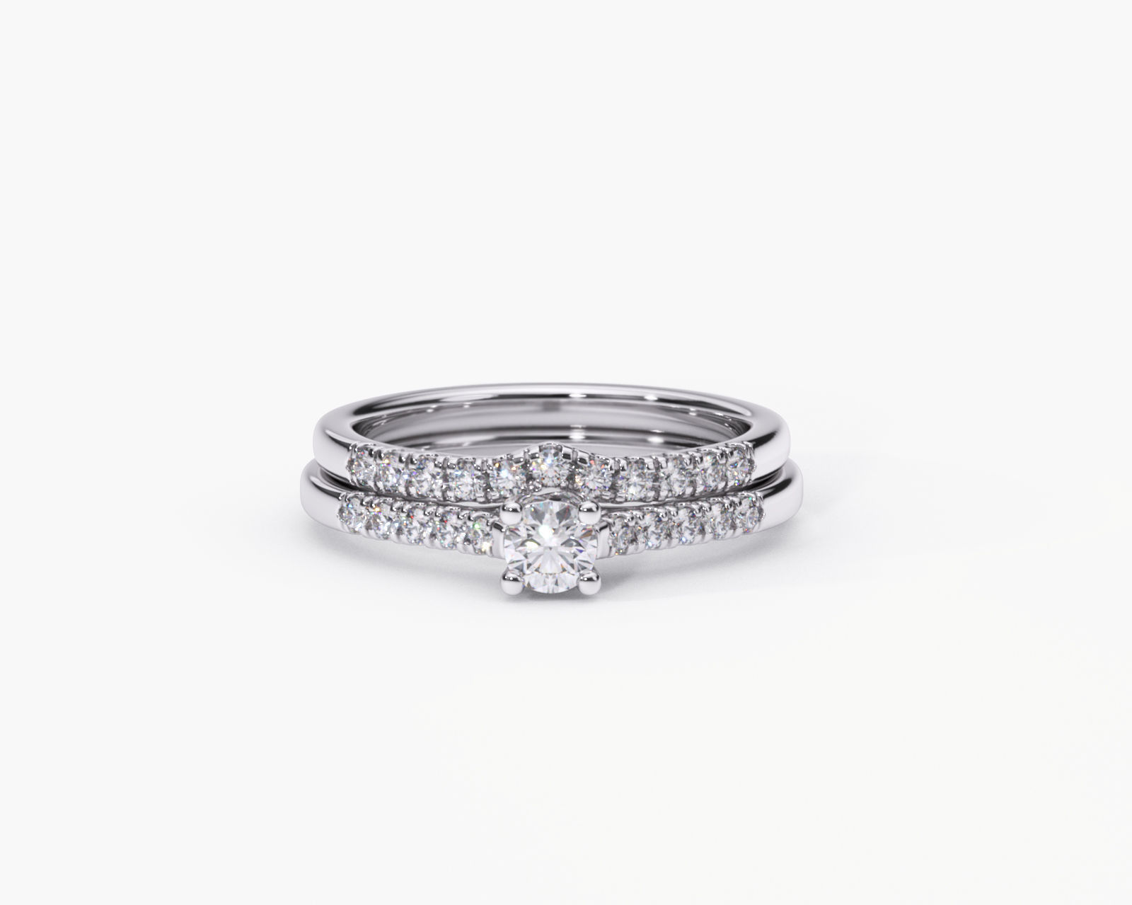 ZDR0127 diamond engagement ring set gold 3D print model_1