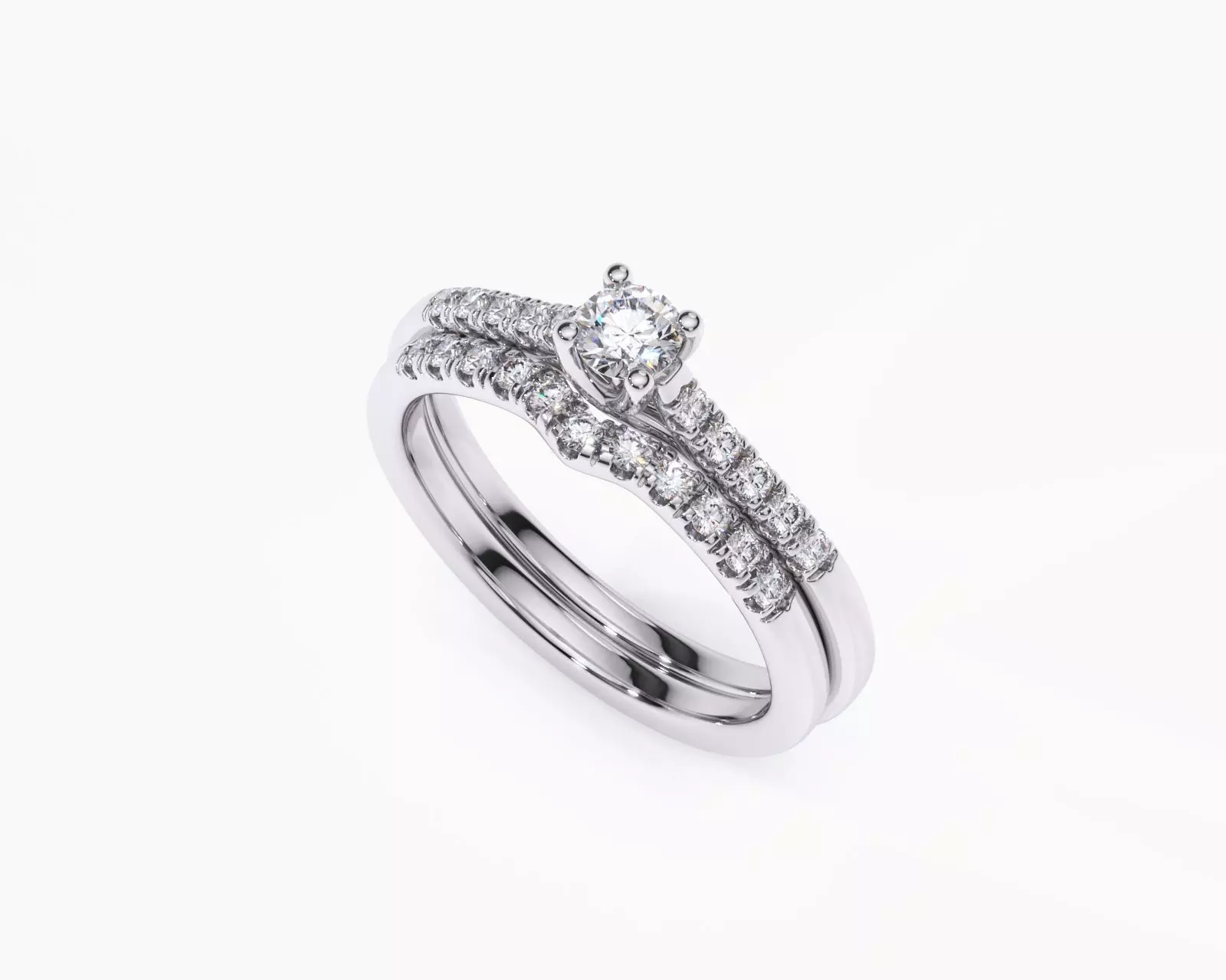 ZDR0127 diamond engagement ring set gold 3D print model_0