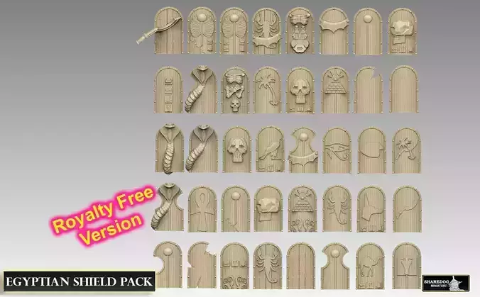 Egyptian Shield Pack ROYALTY FREE VERSION 3D print model