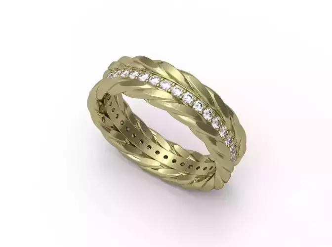 Faceted diamond braided wire band US sizes 6 7 8