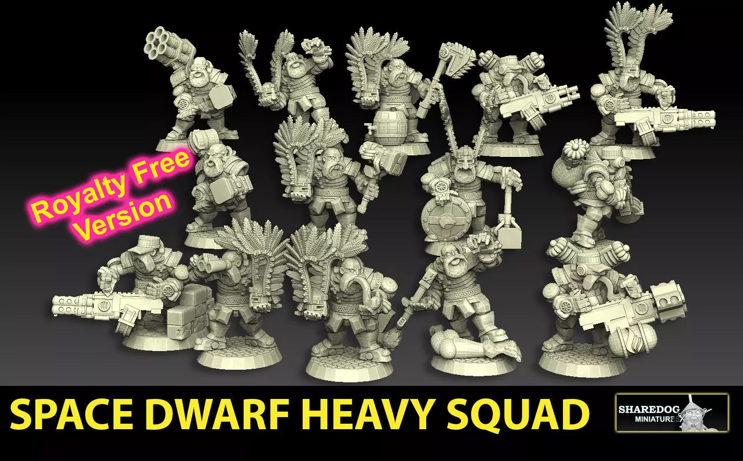 Space Dwarves Heavy Squad ROYALTY FREE VERSION 3D print model_0