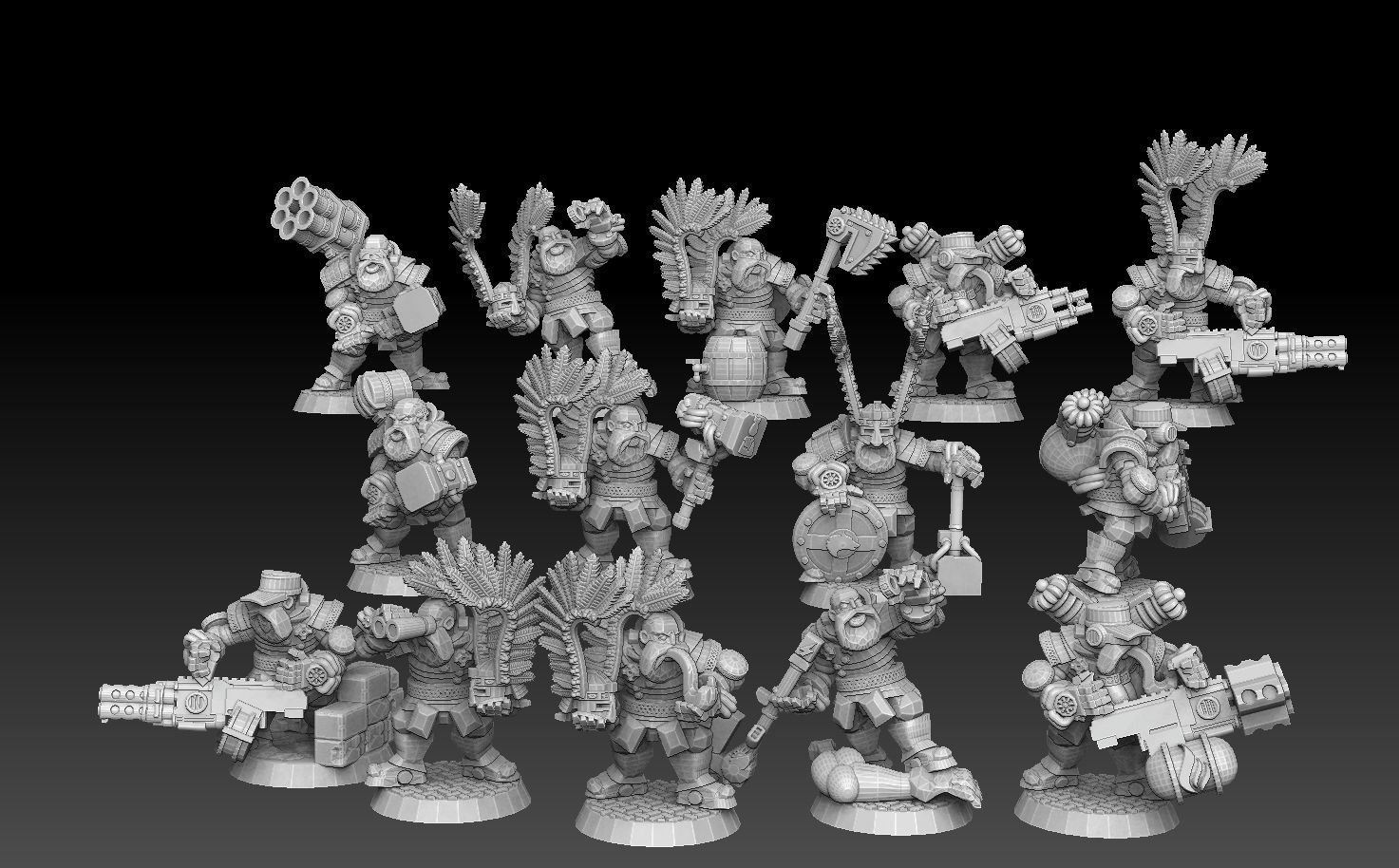 Space Dwarves Heavy Squad ROYALTY FREE VERSION 3D print model_14