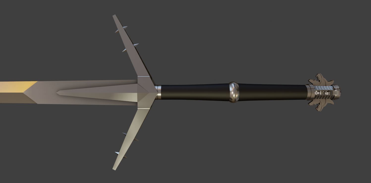 Aerondight Witcher 3 silver sword of Lady of the Lake 3D print model_2