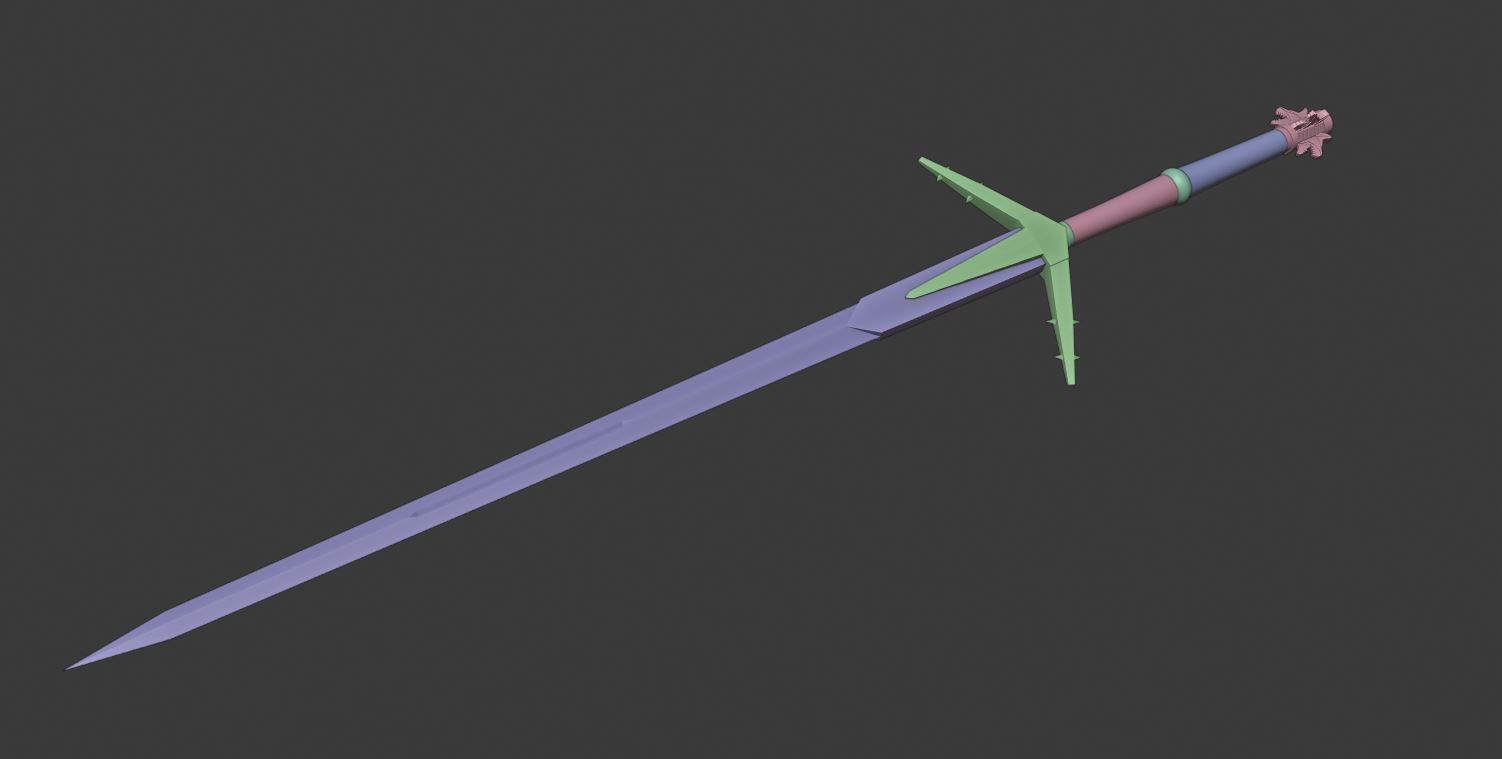 Aerondight Witcher 3 silver sword of Lady of the Lake 3D print model_6