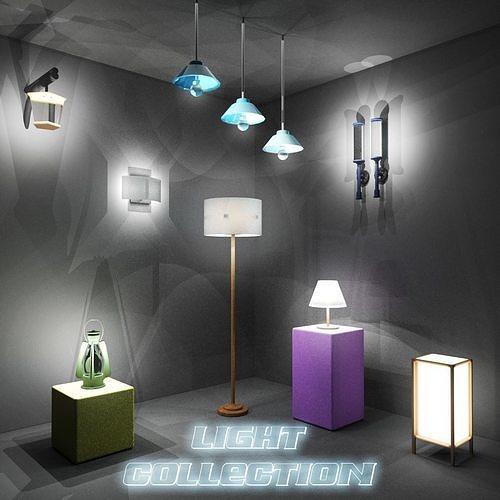 Light Collection square lamp with Low-poly 3D model