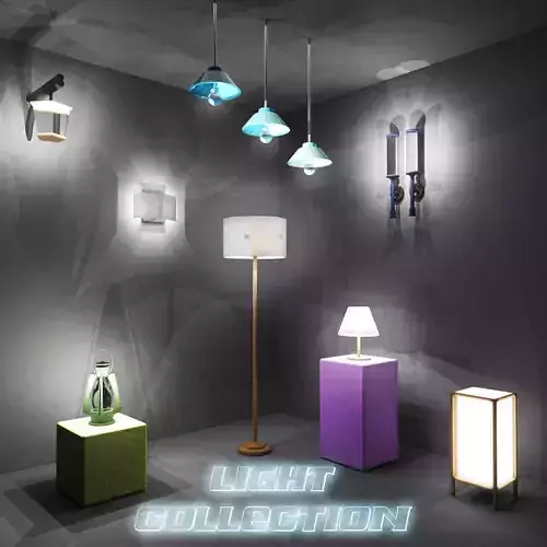 Light Collection square lamp with Low-poly 3D model