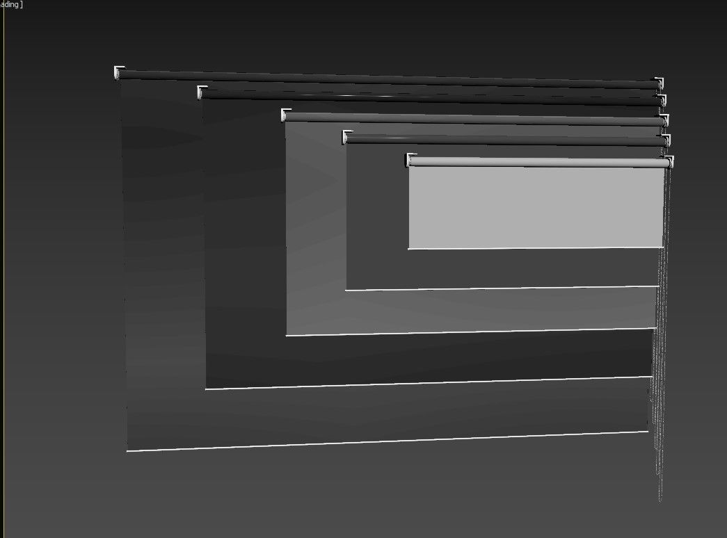 roller blind set  5 colors  4k PBR 3D model_3