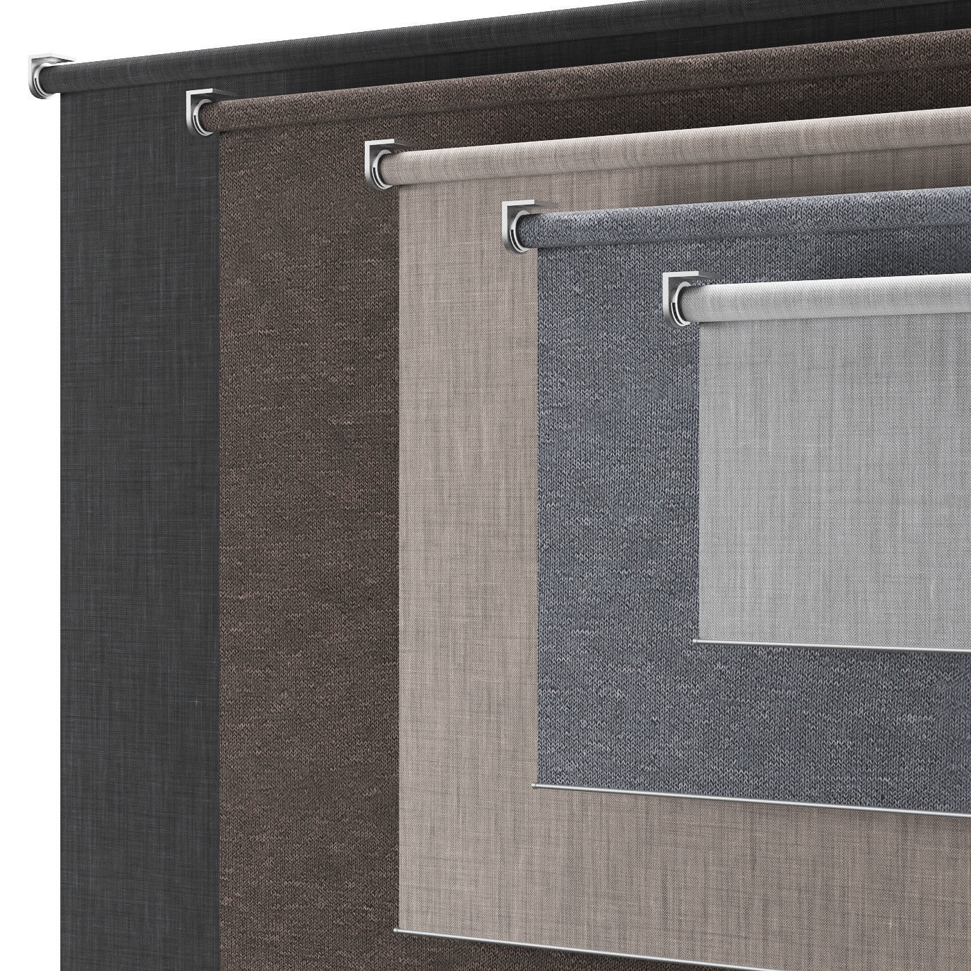 roller blind set  5 colors  4k PBR 3D model_1