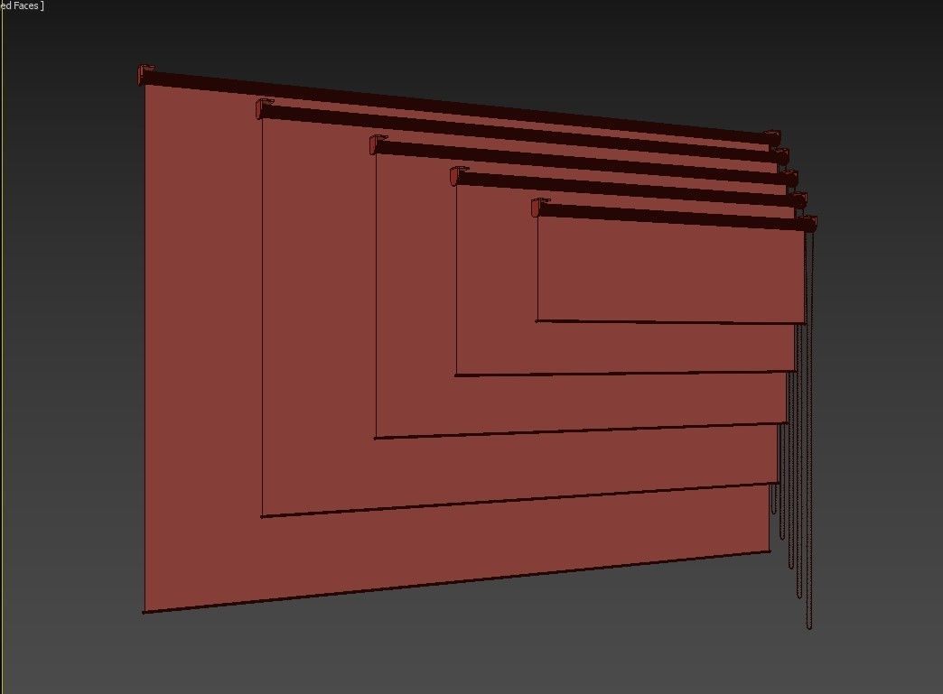 roller blind set  5 colors  4k PBR 3D model_4