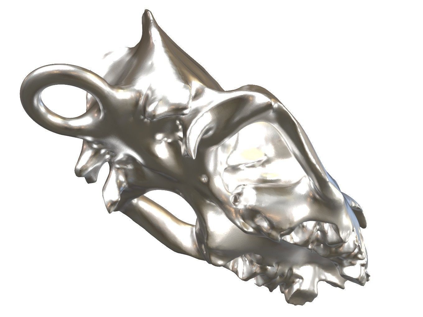 Cranium Charm Rhino Silver 3D print model_5