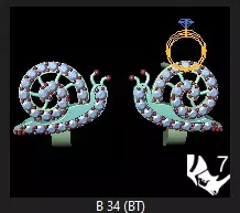 3dm model wedding ring set of two snails with diamonds Free 3D model