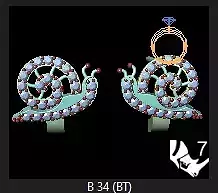3dm model wedding ring set of two snails with diamonds