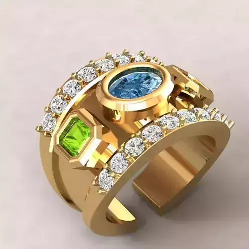 3d-model ring gold with stones
