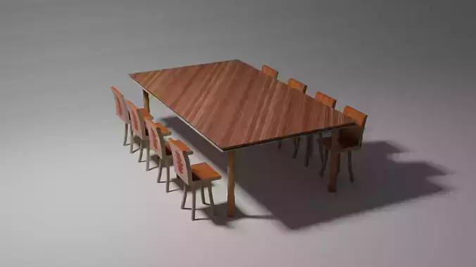 Table Chair Low-poly 3D model