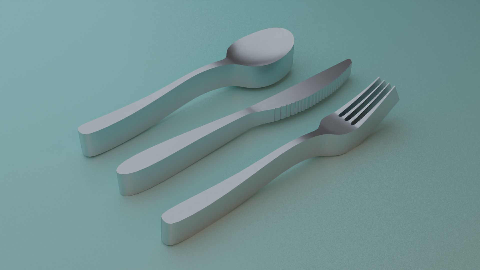Thick Cutlery Set 3D print model_2