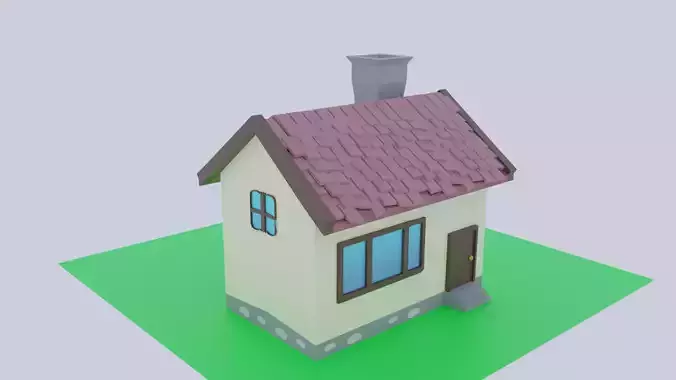 low-poly home house with roof