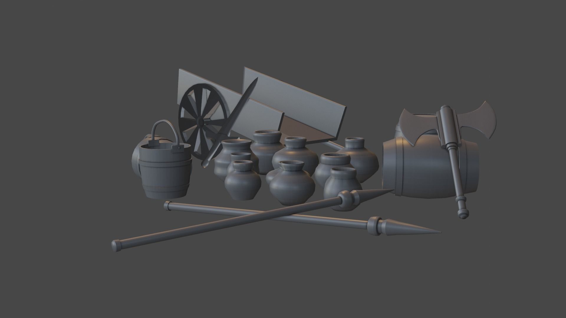 Medieval Game Set Low-poly 3D model_12
