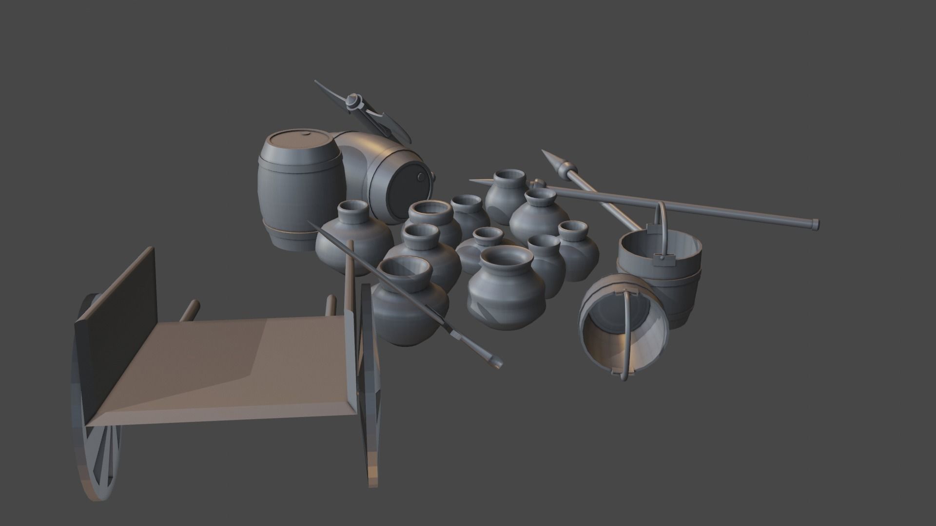 Medieval Game Set Low-poly 3D model_10
