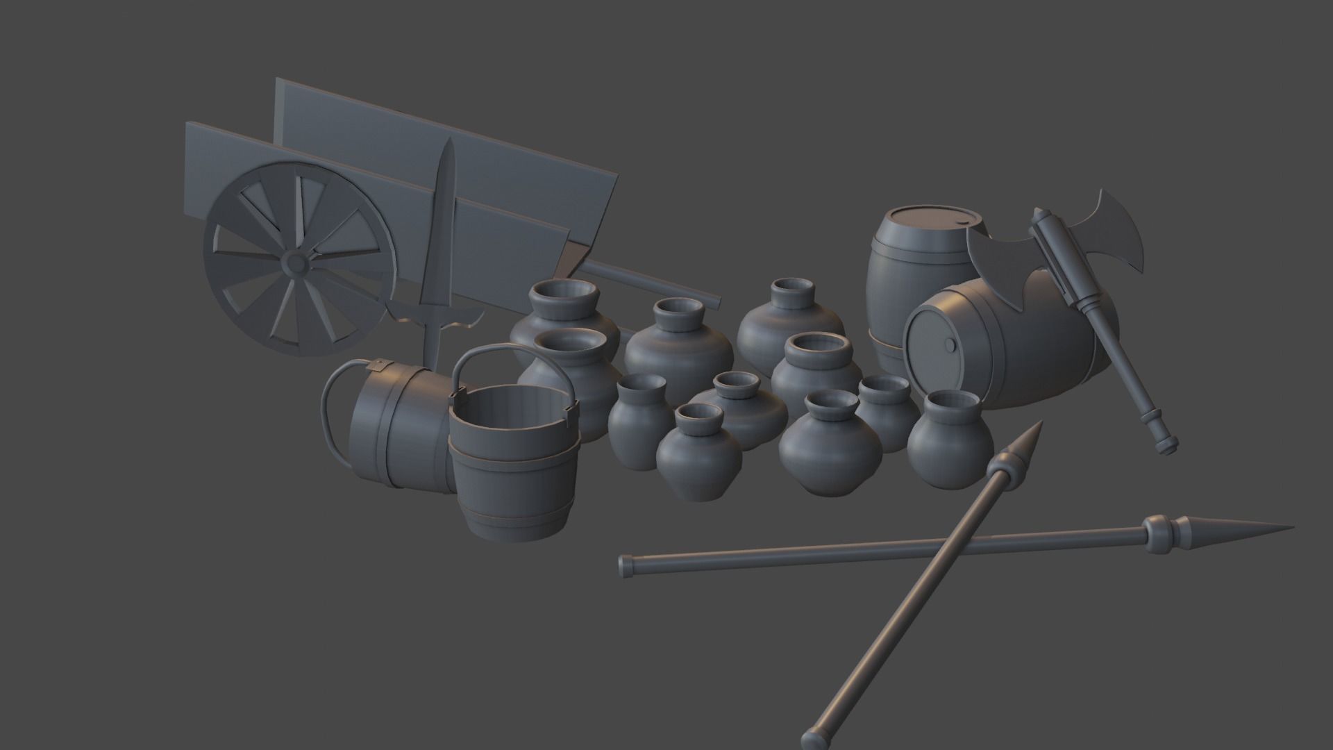 Medieval Game Set Low-poly 3D model_11