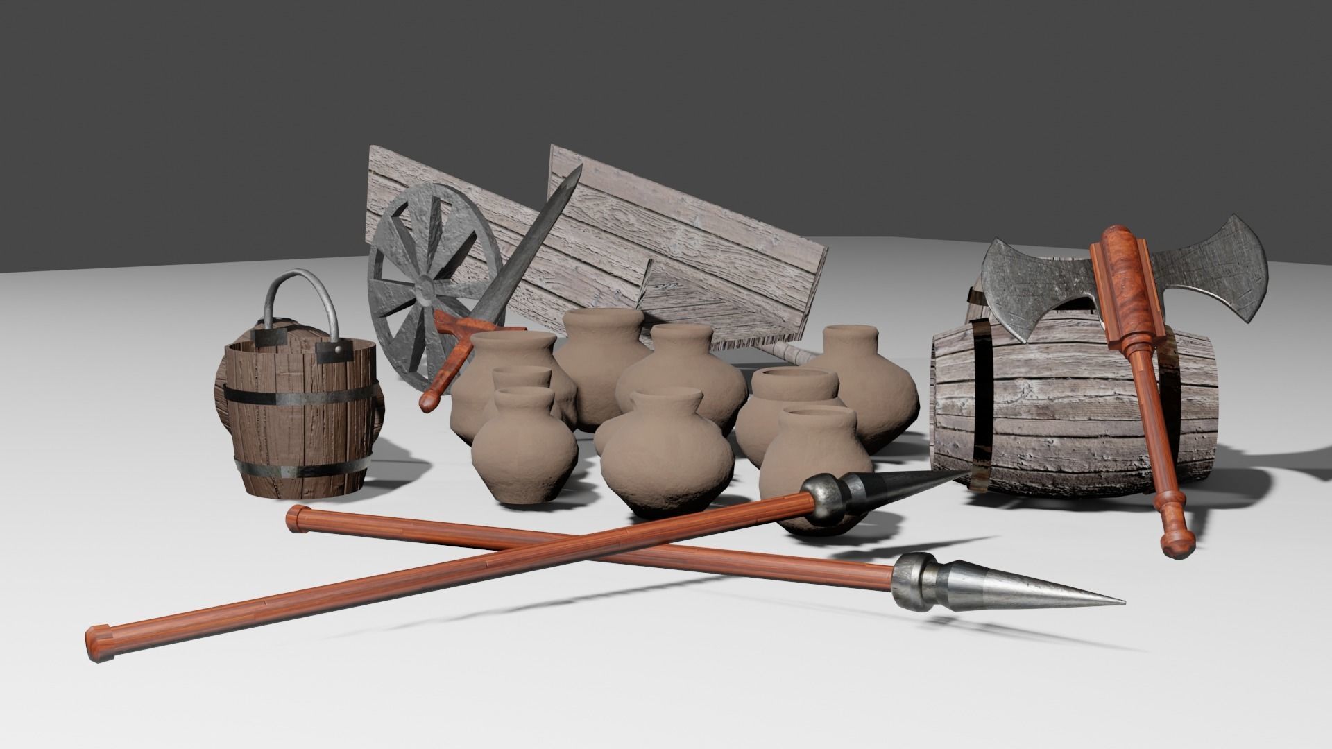 Medieval Game Set Low-poly 3D model_3