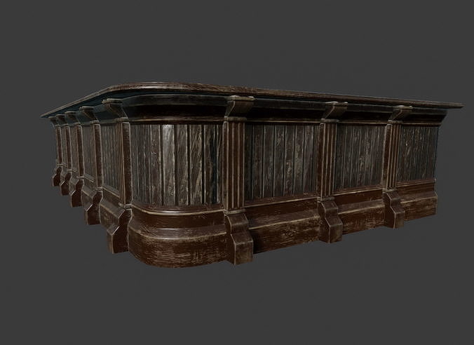 Old Store Counter Low-poly 3D model