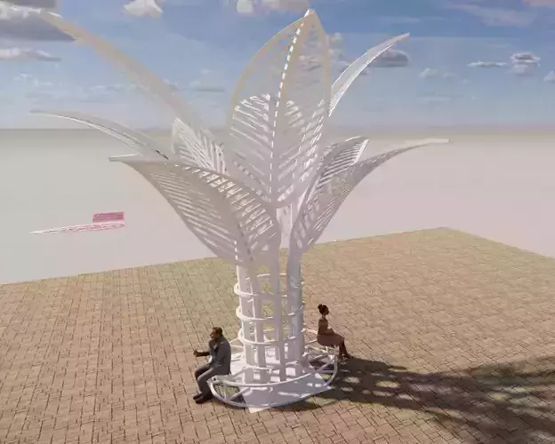 palma palm tree with two people