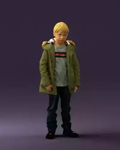 Serious kid in winter jacket 0808