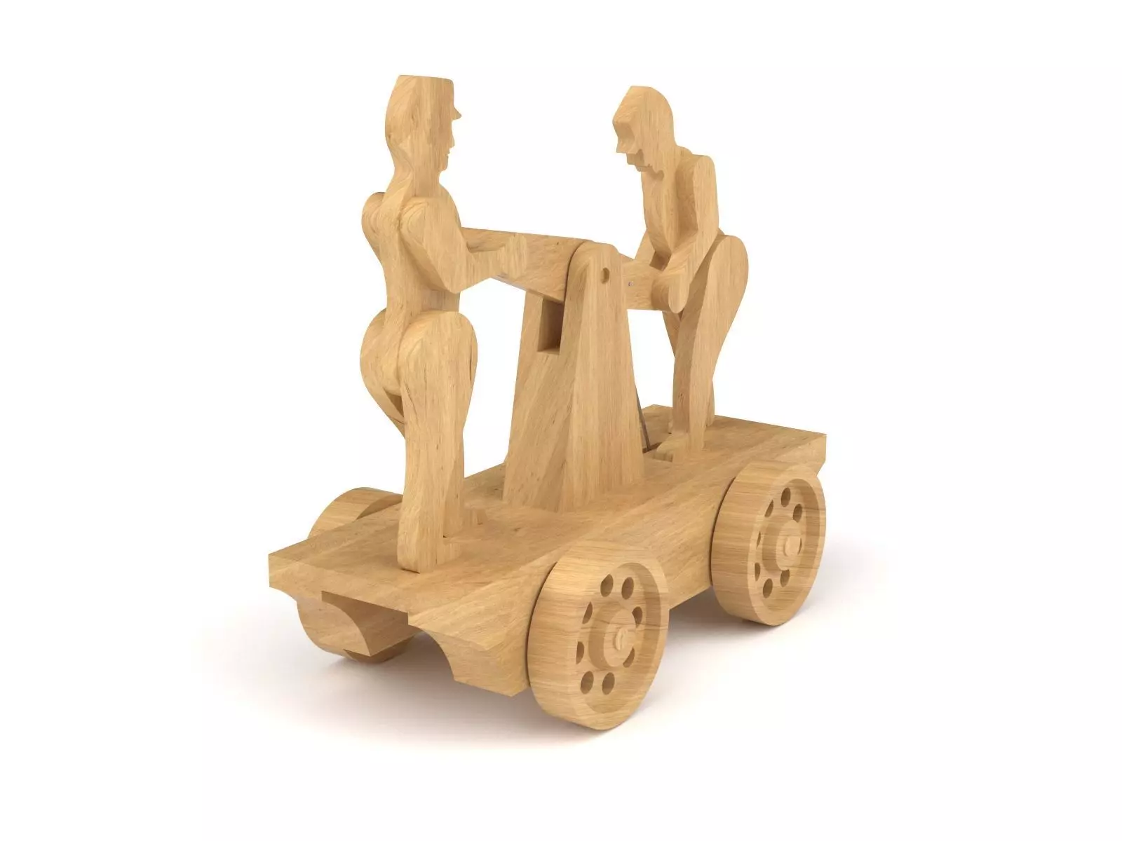 Wooden toy trolley 3D model_0