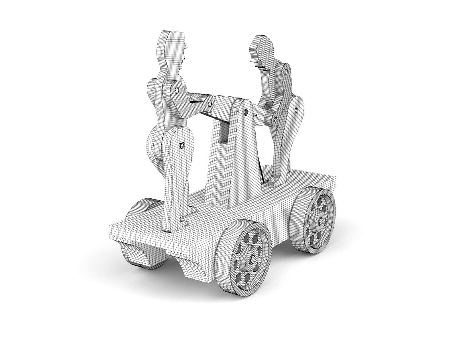 Wooden toy trolley 3D model_1