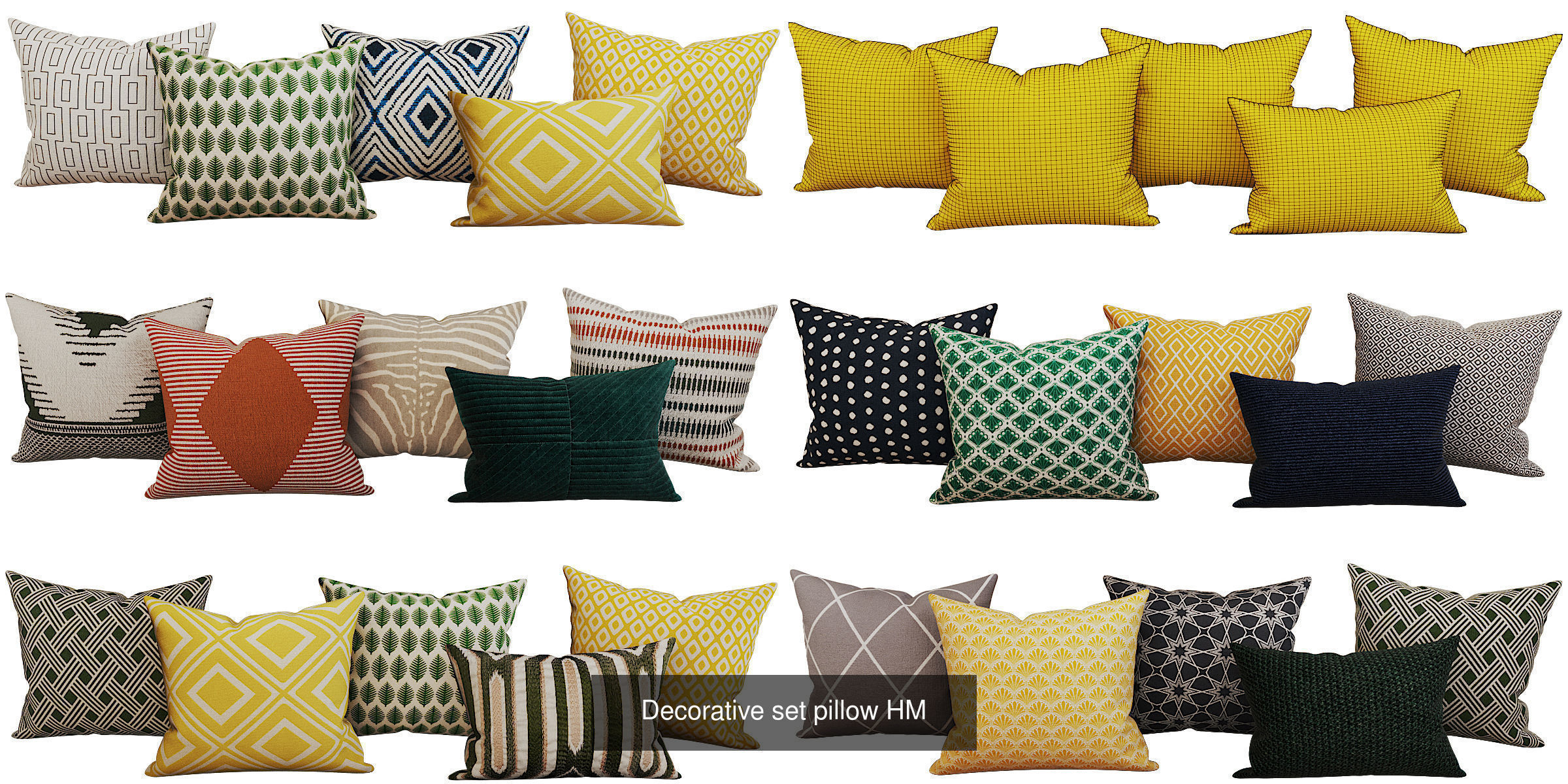 Decoration pillow set 3D Model Collection_1