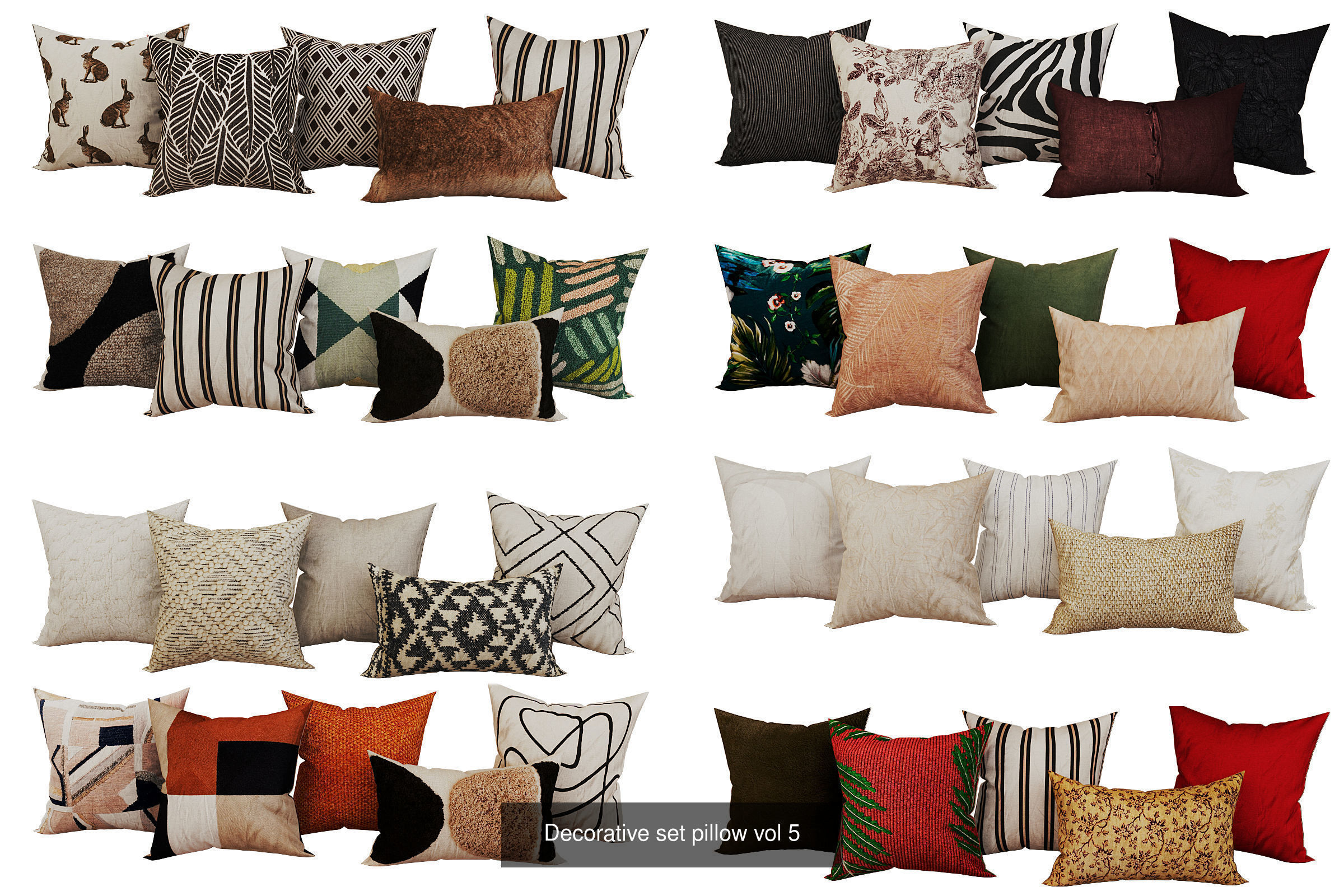 Decoration pillow set 3D Model Collection_5