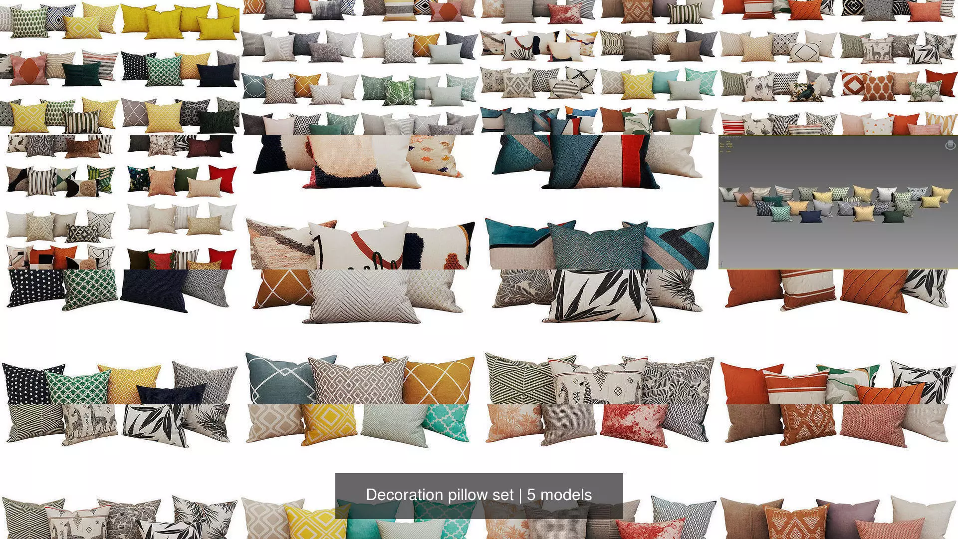 Decoration pillow set 3D Model Collection_0