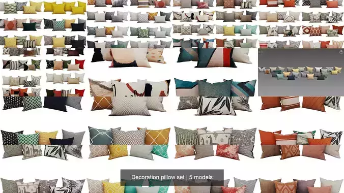 Decoration pillow set 3D Model Collection