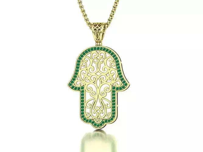 Large Hamsa Hand Necklace Protection Hand printable 3dmodel