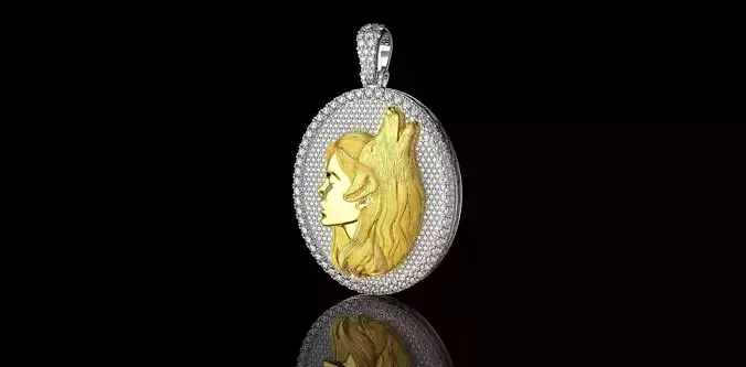 Pendant girl in the image of a wolf