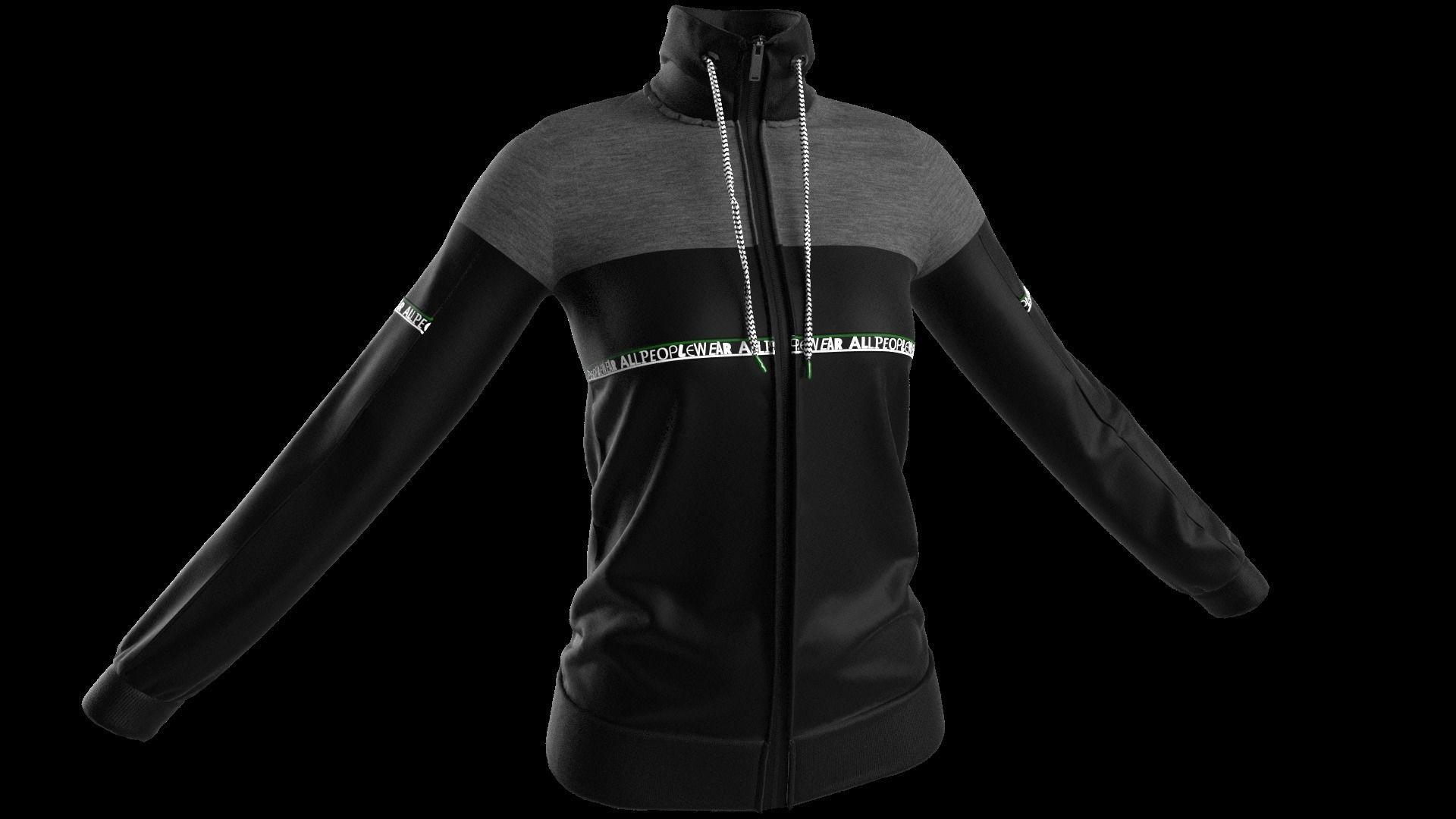 Ladies High-neck Jacket in Marvelous Designer  Low-poly 3D model_8