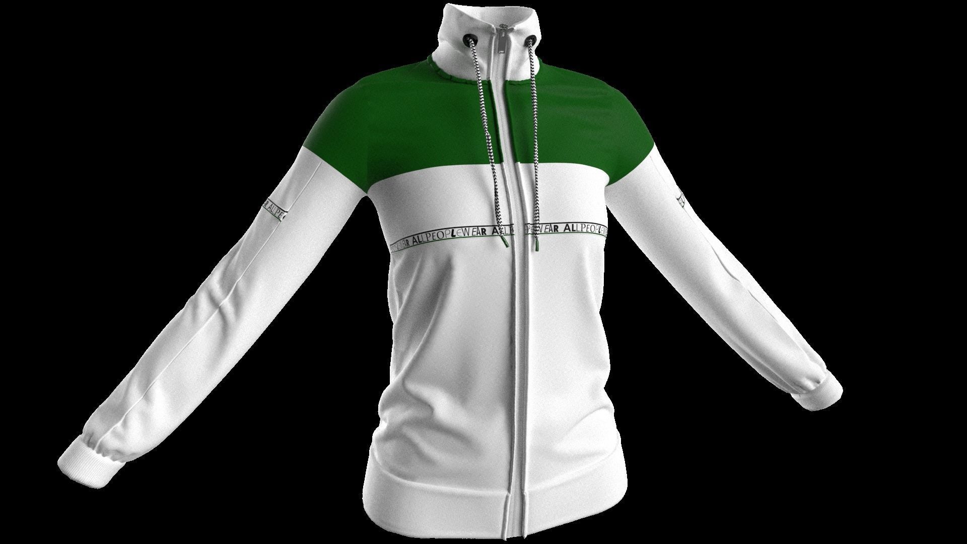 Ladies High-neck Jacket in Marvelous Designer  Low-poly 3D model_2