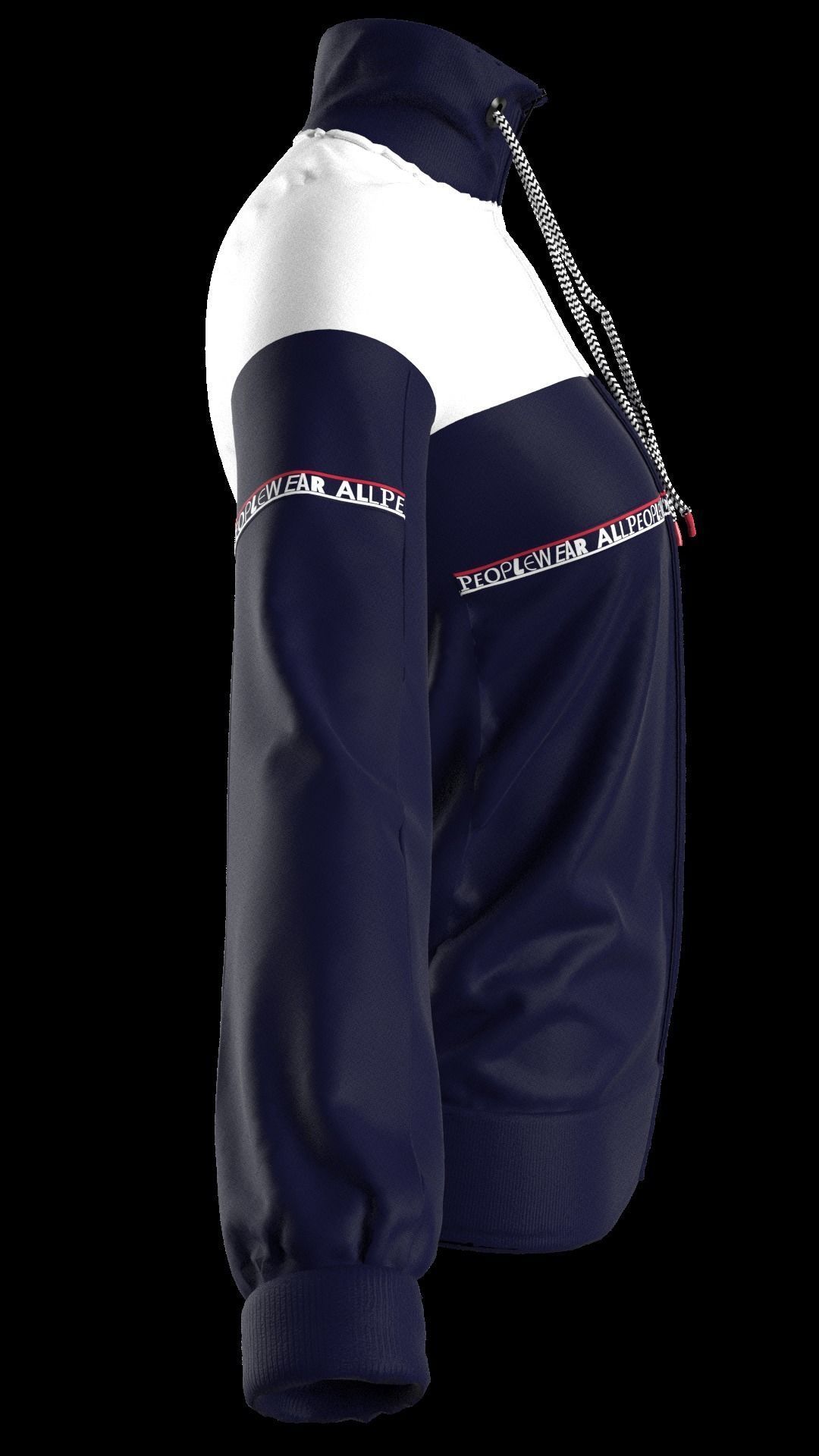 Ladies High-neck Jacket in Marvelous Designer  Low-poly 3D model_7