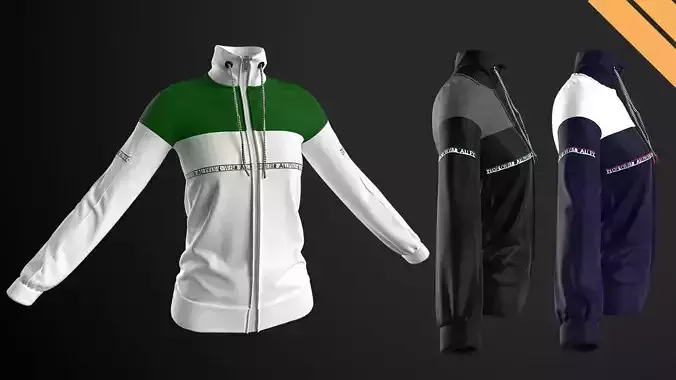 Ladies High-neck Jacket in Marvelous Designer  Low-poly 3D model